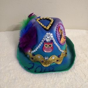 2018 Madi Gras Fedora Hat Madi Gras Colors Size Large 7.5"